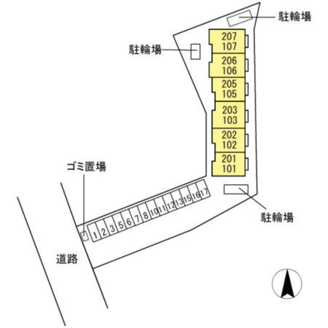 多摩市落合４丁目のアパートの区画図