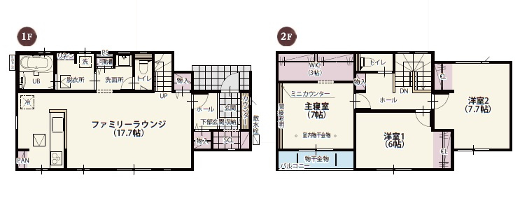 【クライン】下野市川中子 第1期の間取り|○2号棟間取り図○
【3LDK+WIC+カースペース２台】