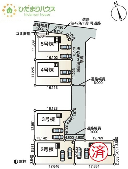 【区画図】 | 土浦市並木第15　新築戸建　5号棟 | 急な来客時にも安心な、並列駐車2台まで可能です(^^♪
（5号棟）