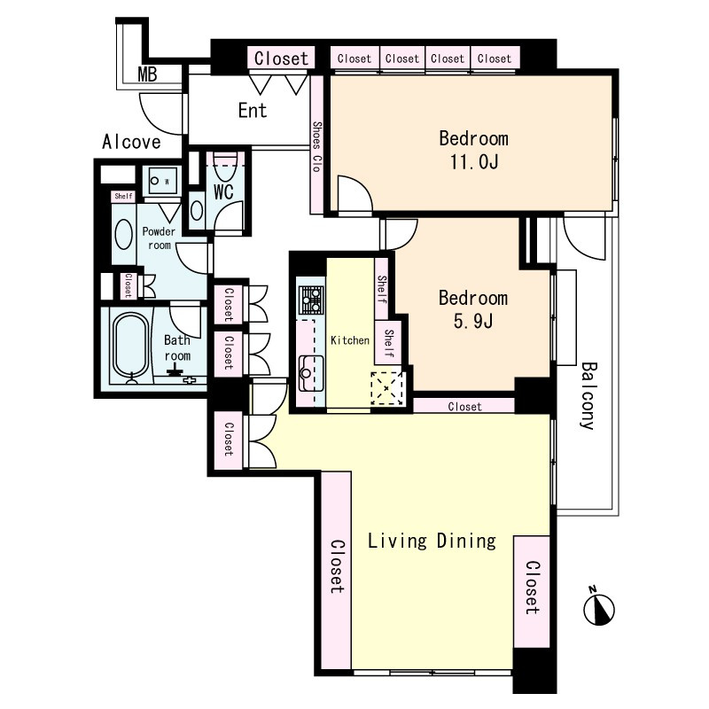 クリスタルコート鳥居坂の間取り