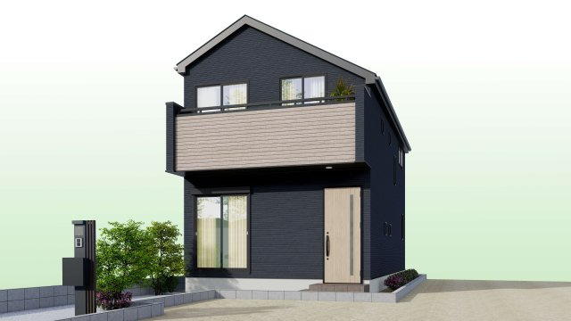 練馬区南田中2丁目　長期優良住宅　土地32坪～34坪　限定3棟の外観パース|1号棟　外観完成予想図