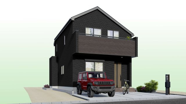 練馬区南田中2丁目　長期優良住宅　土地32坪～34坪　限定3棟の外観パース|2号棟　外観完成予想図