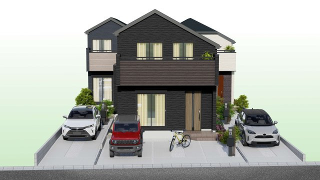 練馬区南田中2丁目　長期優良住宅　土地32坪～34坪　限定3棟の外観パース