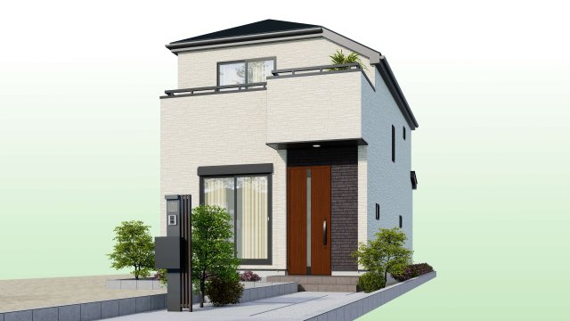 練馬区南田中2丁目　長期優良住宅　土地32坪～34坪　限定3棟の外観パース|3号棟　外観完成予想図