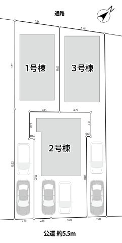練馬区南田中2丁目　長期優良住宅　土地32坪～34坪　限定3棟の区画図