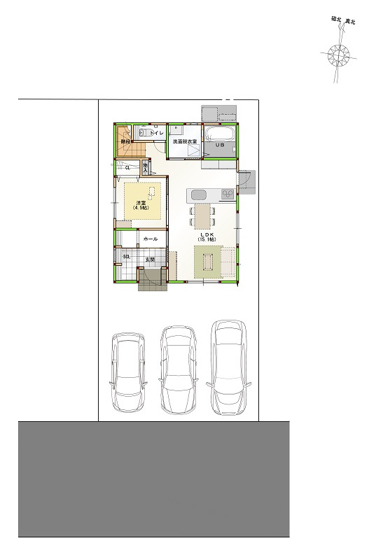 高知市鴨部 ⑨ 新築戸建ての居間・リビング|⑨