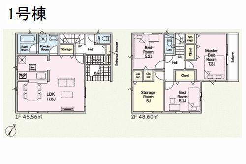 【間取り】 | 【仲介手数料０円】平塚市中里第6　新築一戸建て　全2棟 | 1号棟　平塚市中里第6　新築一戸建て　全2棟