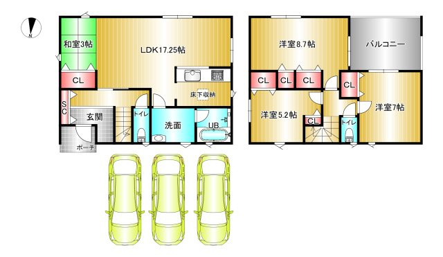 クレイドルガーデン和歌山市北出島第１　１号棟の間取り