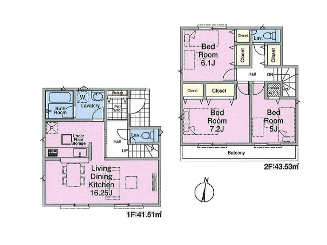 【間取り】 | 練馬区大泉学園町6丁目　新築一戸建住宅　全1棟　(保谷店) | 家事効率良好な水回り集中設計の住まい。随所に収納が設置されており、スッキリ暮らしやすいです。※図面を基に作成しています。現況と異なる場合は現況を優先いたします。