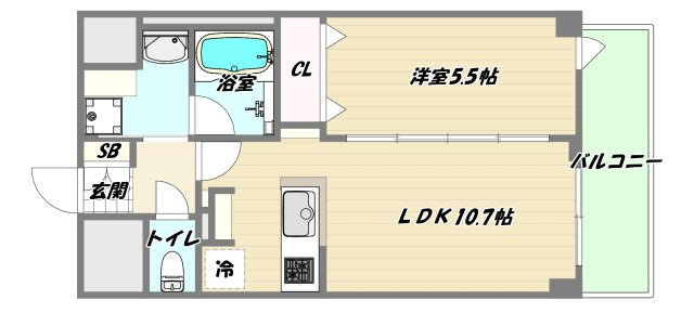 大阪市東淀川区東中島４丁目の賃貸マンションの間取り