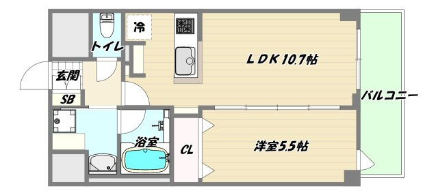 大阪市東淀川区東中島４丁目の賃貸マンションの間取り