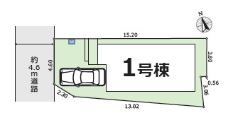 厚木市妻田西9期　新築戸建　全1棟1号棟の区画図