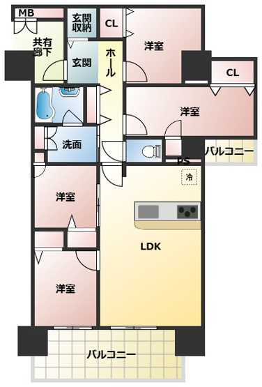 【間取り】 | クラブスタイル馬出フェリシア　4LDK