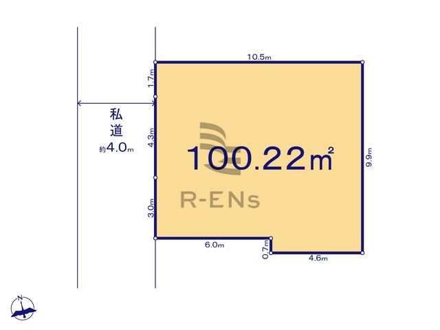 【土地図】 | 西東京市北原町１丁目　売地　５区画 | 土地面積100.22ｍ2とゆとりある敷地は建築条件なし！