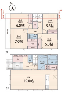 【間取り】 | 【仲介手数料無料！！】八王子市上柚木　新築戸建て（全2棟）1号棟　3990万円