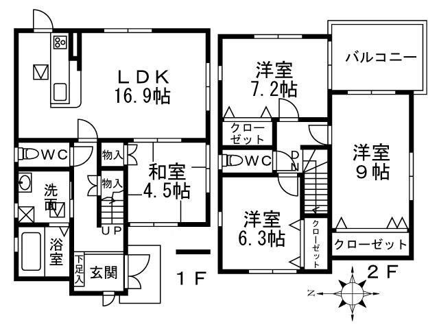 法花寺町戸建の間取り