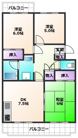 ガーデンハイツ滝山Bの間取り
