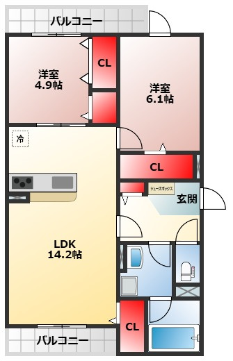 【間取り】 | D-residence西野A棟