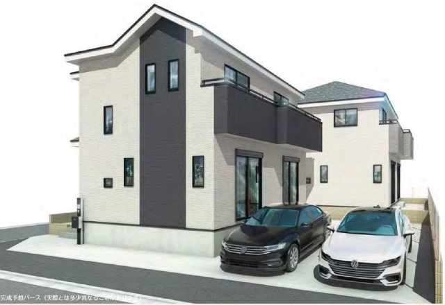 全２棟／カースペース2台＋庭スペースの広さ！／瀬谷区南台の外観パース