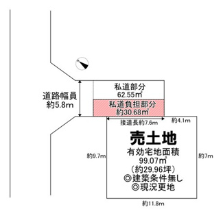 【土地図】 | 有効土地面積約29.96坪！是非現地にてご体感ください！