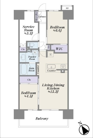 【間取り】 | ブリリアシティふじみ野A棟 | ２SLDK