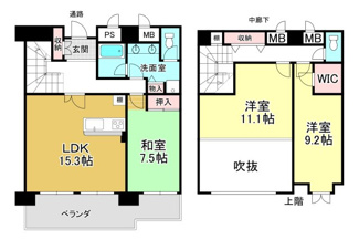 【間取り】 | 琵琶湖アーバンリゾート2番館 | メゾネットタイプの間取り