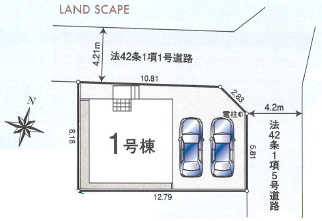 小中学校が近い　閑静な住宅街の区画図|カースペース2台分
