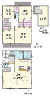 【間取り】 | 【仲介手数料無料！！】八王子市めじろ台2丁目　新築戸建て（全2棟）A号棟　4480万円