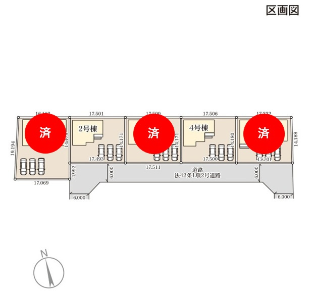 【Livele Garden】　小山市中久喜　第１　全5邸の区画図|全棟配置図