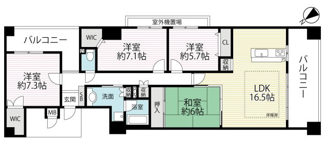 ◆２０２５年４月リフォーム完了◆駅徒歩４分◆４ＬＤＫ住戸◆２面バルコニー◆フォルクローレ瀬田の間取り