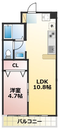 熊本市東区山ノ内３丁目の賃貸マンションの間取り