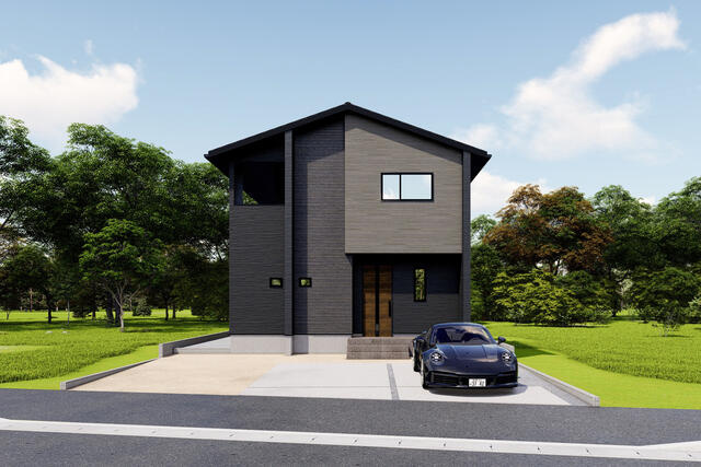 久留米市諏訪野町　新築戸建の外観パース