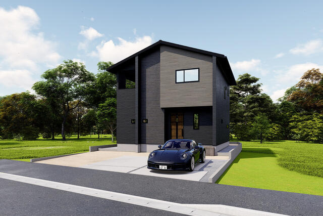 久留米市諏訪野町　新築戸建の外観パース