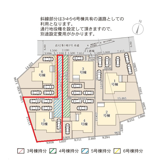 リーブルガーデン  小美玉市羽鳥　13期　5の区画図|敷地面積約80坪、駐車5台可能です。