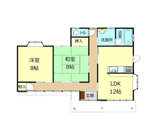 太田市鳥山上町　中古住宅の間取り|2LDKの平屋住宅！