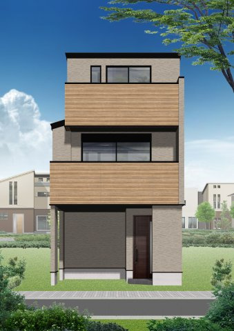 【TOKYO BASE】豊島区長崎5丁目　新築戸建の完成予想図|A号棟外観パース