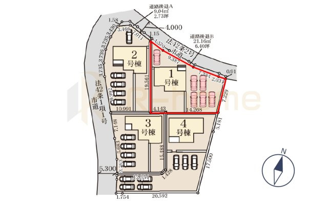 第1笠間市南友部　新築戸建て　1号棟の区画図|大きなお買い物だからこそ、メリット・デメリットを伝えさせて頂きます。
R-homeにお任せください♪