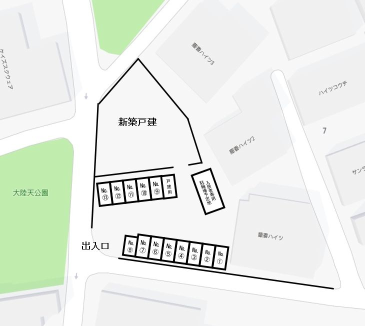 川田駐車場の区画図