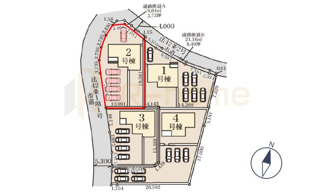 第1笠間市南友部　新築戸建て　2号棟の区画図|大きなお買い物だからこそ、メリット・デメリットを伝えさせて頂きます。
R-homeにお任せください♪