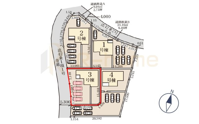第1笠間市南友部　新築戸建て　3号棟の区画図|大きなお買い物だからこそ、メリット・デメリットを伝えさせて頂きます。
R-homeにお任せください♪
