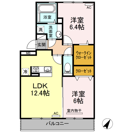 熊本市東区月出６丁目のアパートの間取り