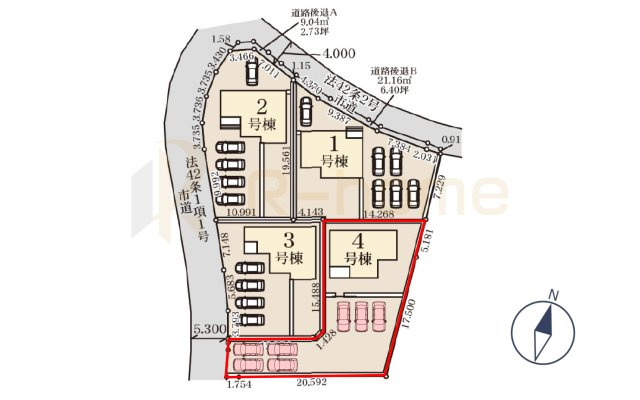 第1笠間市南友部　新築戸建て　4号棟の区画図|大きなお買い物だからこそ、メリット・デメリットを伝えさせて頂きます。
R-homeにお任せください♪