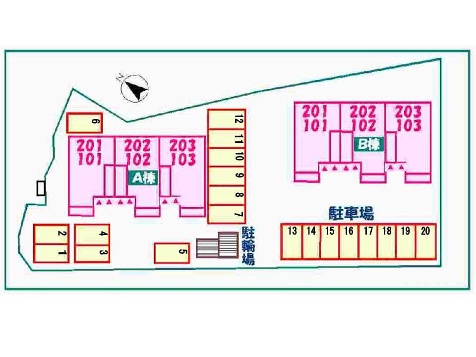 マーヴェラス・ヴィラＢの区画図|駐車場
