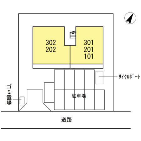 熊本市東区月出８丁目のアパートの区画図
