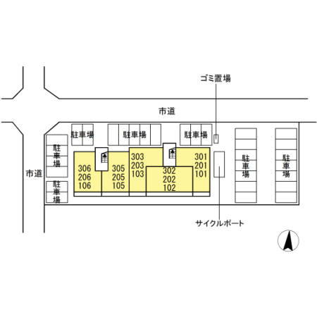 熊本市南区平田２丁目のアパートの区画図