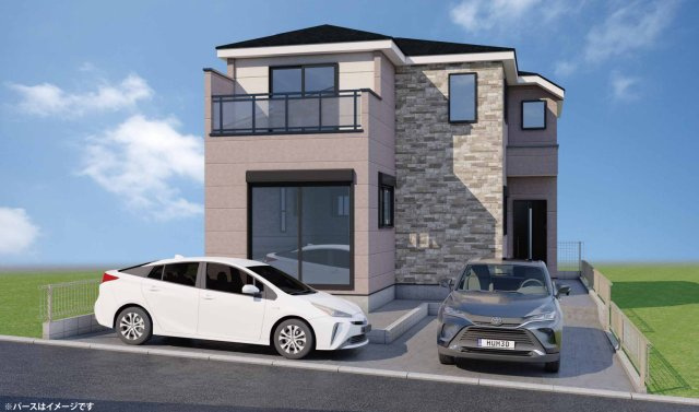 横浜市都筑区荏田南5丁目 新築戸建て【仲介手数料無料】カースペース2台の外観パース