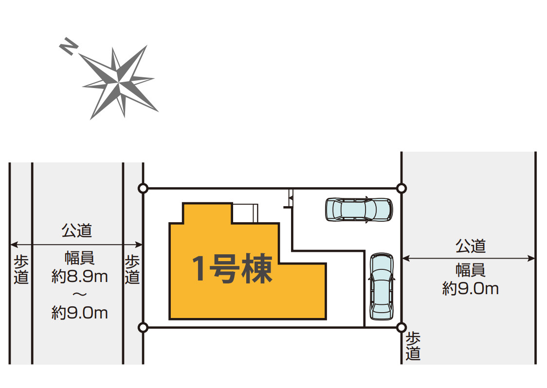 横浜市都筑区荏田南5丁目 新築戸建て【仲介手数料無料】カースペース2台の区画図