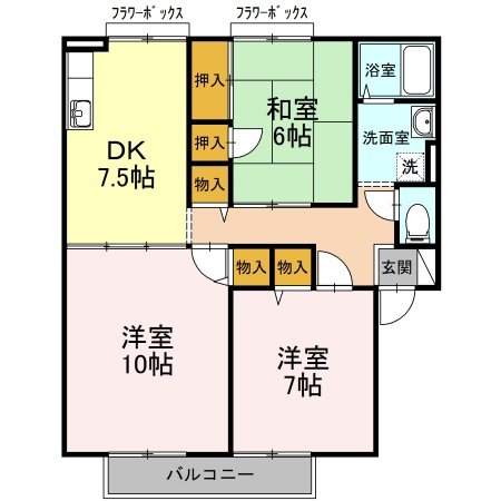 ファミール・ド・鹿児 B棟の間取り