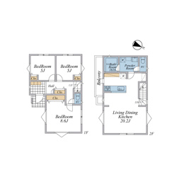 【参考プラン】 | LDK20帖+主寝室8.6帖以上の2層3LDK参考プラン（建物面積89.03平米、建物価格2040万円）