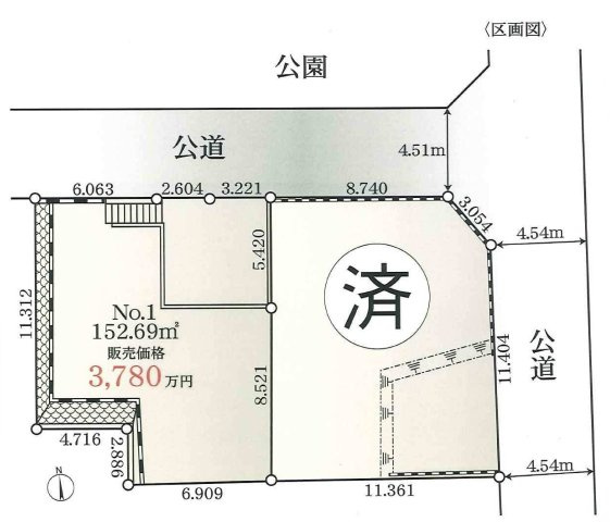 戸塚区柏尾町　建築条件なし売地の土地図